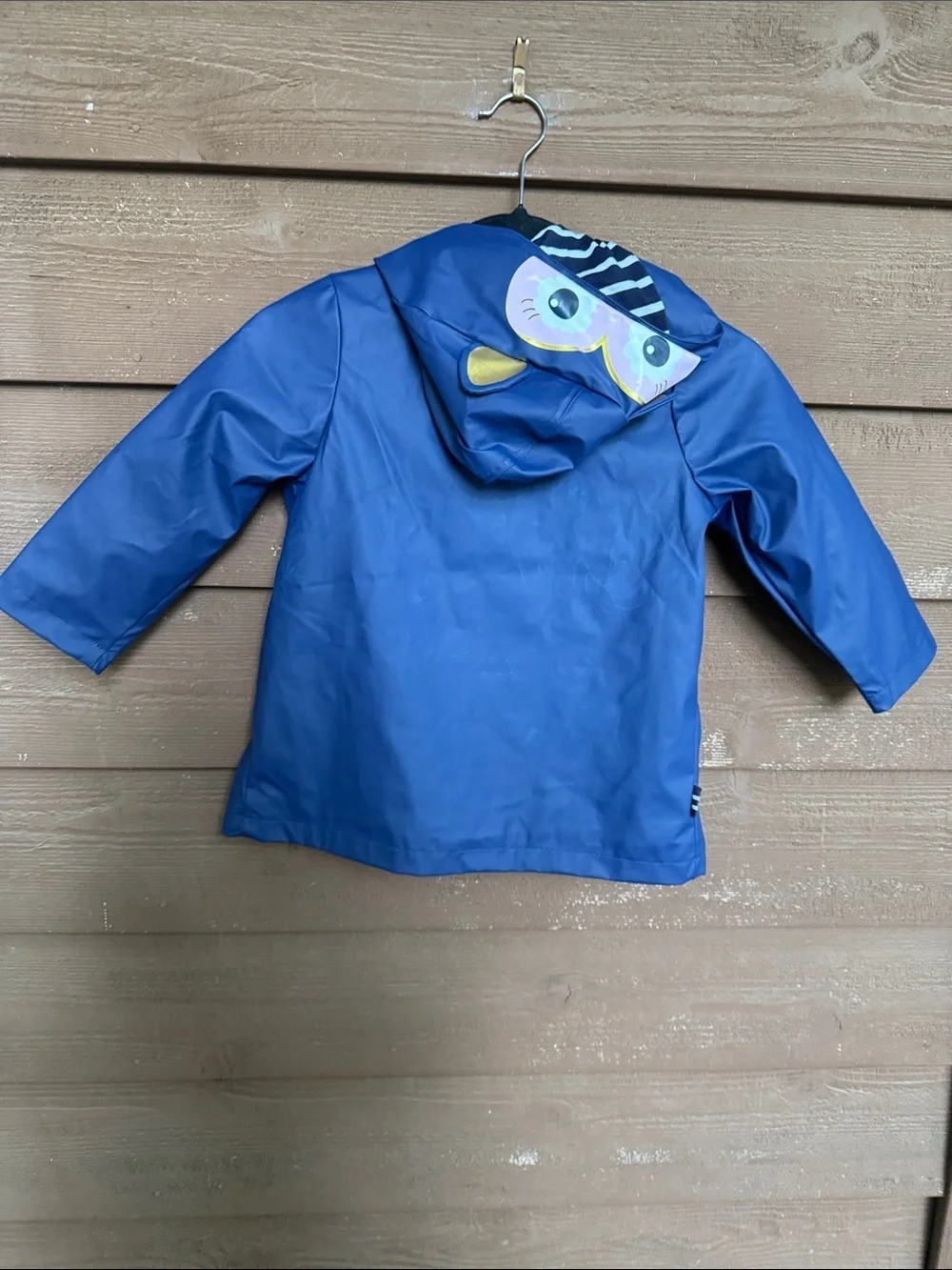 Joules Striped Navy & White Kids Jacket with Owl Hoodie Detail size 4